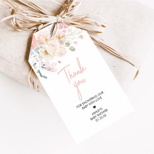 Etiqueta Para Presente Bebê em Bloom Blush Floral Favoritos Rosa