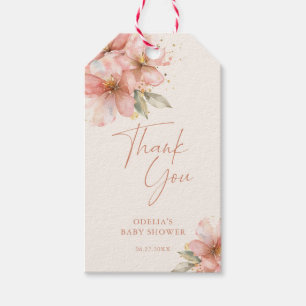 Etiqueta Para Presente Bebê em Flor Bebê Rosa Floral Obrigado Churrasco