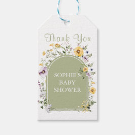 Etiqueta Para Presente Bebê em Flor Silvestre Salvia Verde Festa de Bebê