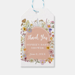 Etiqueta Para Presente Bebê Em floração Cor-de-rosa poeirento Flor silves