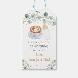 Etiqueta Para Presente Bebê está criando Chá de fraldas verde de café