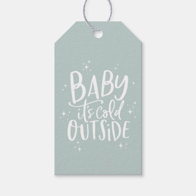 Etiqueta Para Presente Bebê está frio fora do feriado (Frente)
