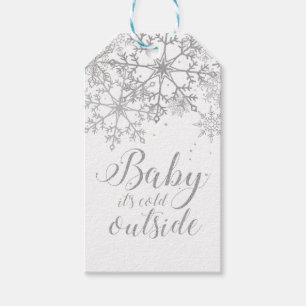Etiqueta Para Presente Bebê está frio lá fora, Baby Showe prata