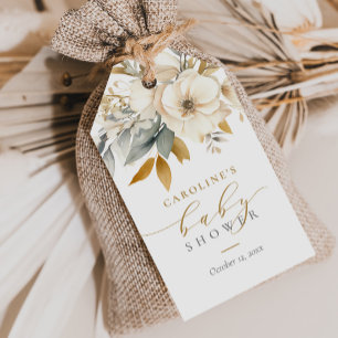Etiqueta Para Presente Bebê Floral Neutro Elegante Em Chá de fraldas De S