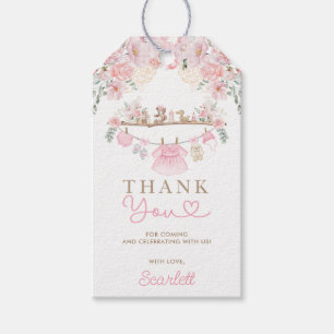 Etiqueta Para Presente Bebê Garota Roupa Rosa Floral Enfermeiro Obrigado