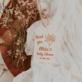 Etiqueta Para Presente Bebê Na Mão De Sangue Desenhado Chá de fraldas Flo