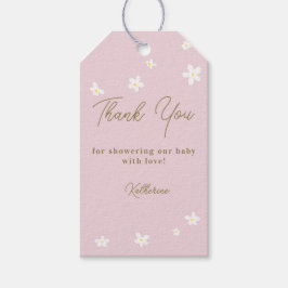 Etiqueta Para Presente Bebê no Bloom Daisy Primavera Pink Boho Girl Chá