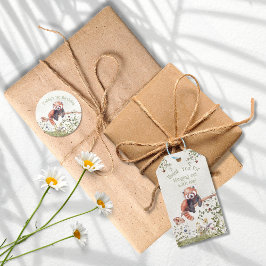 Etiqueta Para Presente Bebê Red Panda Bear Adorável