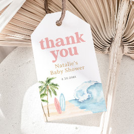 Etiqueta Para Presente Bebê Rosa a Bordo Surf Praia Chá de Bebê