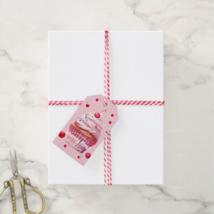 Etiqueta Para Presente Bebê Rosa Primeira Cereja e Festa de aniversário C