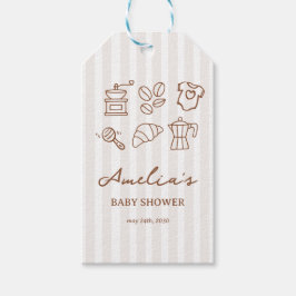 Etiqueta Para Presente Bebê Simples Está Cozinhando Chá de Bebê de Café D