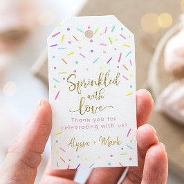 Etiqueta Para Presente Bebê Sprinkle Rosa Dourado Obrigado