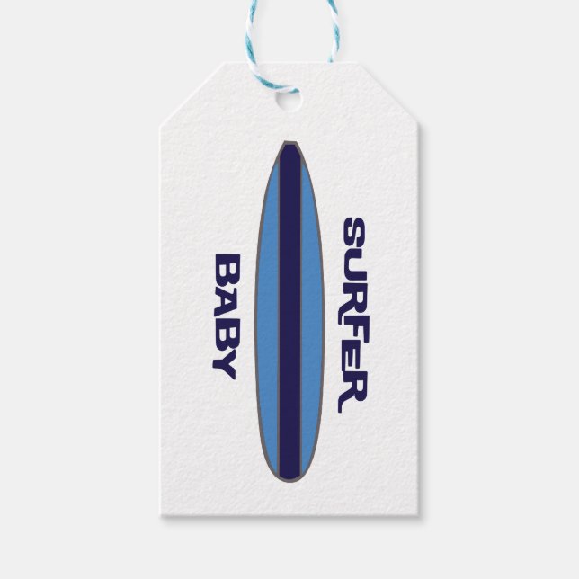 Etiqueta Para Presente Bebê Surfer Azul (Frente)