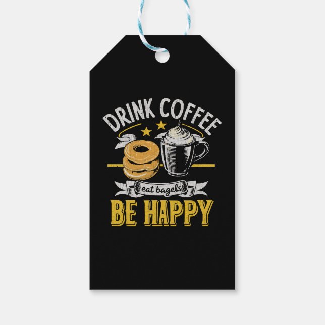 Etiqueta Para Presente Beber Café Comer Bagels Ser Feliz (Verso)