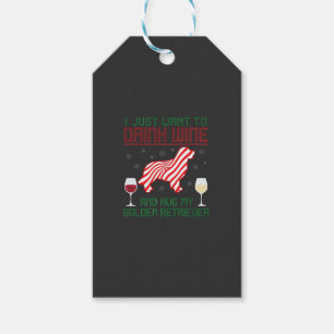 Etiqueta Para Presente Beber Vinho Abraçar Retriever Dourado Natal