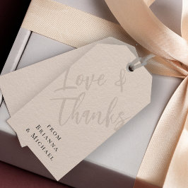 Etiqueta Para Presente Bege Neutro Amor e Agradecimentos com Nomes
