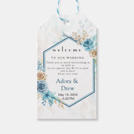 Etiqueta Para Presente Beige blue Elegant Floral Wedding