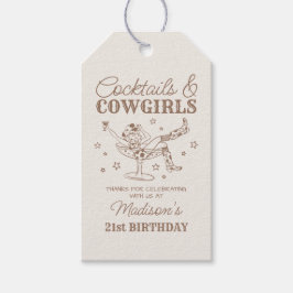 Etiqueta Para Presente Beige Cocktails e CowGirl Rodeo Aniversário