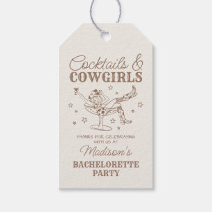 Etiqueta Para Presente Beige Cocktails e Cowgirl Rodeo Bachelorette