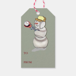 Etiqueta Para Presente Beisebol Snowman Natal
