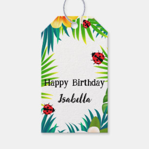 Etiqueta Para Presente Bela Bolinhas Ladybug Summer Flower Palm Aniversár