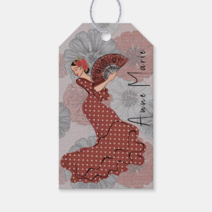 Etiqueta Para Presente Bela Dançarina Floral do Flamenco Dia das Mães