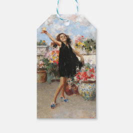 Etiqueta Para Presente Bela Mulher Celebrando Ocasião Feliz