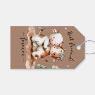 Etiqueta Para Presente Bela Vaca Melhor Amigos Abrindo Arte Floral