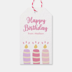 Etiqueta Para Presente Belas velas Brilhantes Personalizadas Aniversário