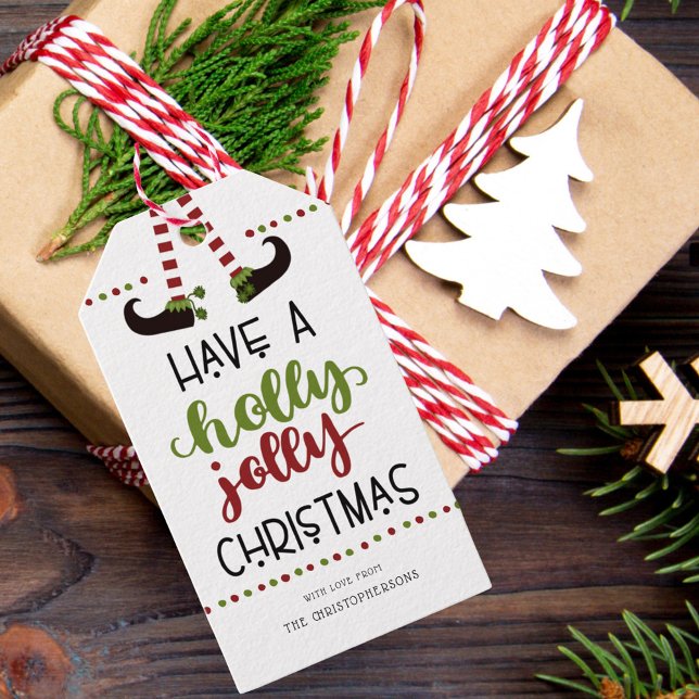 Etiqueta Para Presente Belf Pernas Holly Jolly no Natal (Criador carregado)