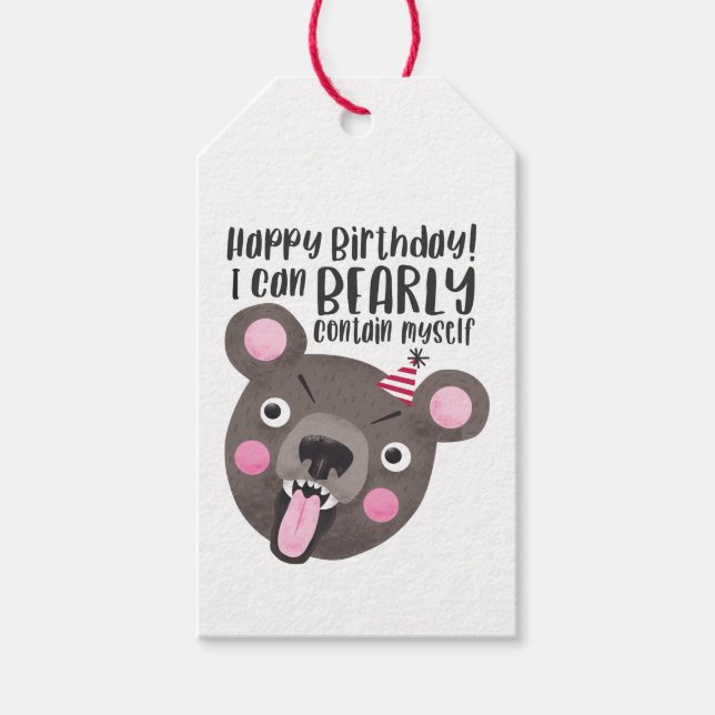 Etiqueta Para Presente Belny Bear Pun Birthday (Frente)