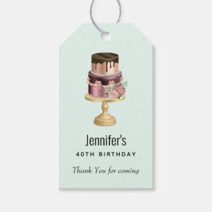 Etiqueta Para Presente Belo Bolo do Bolo de Vidro, Aniversário Obrigado