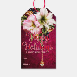 Etiqueta Para Presente Belo Feliz ano novo de Férias Felizes Amaryllis