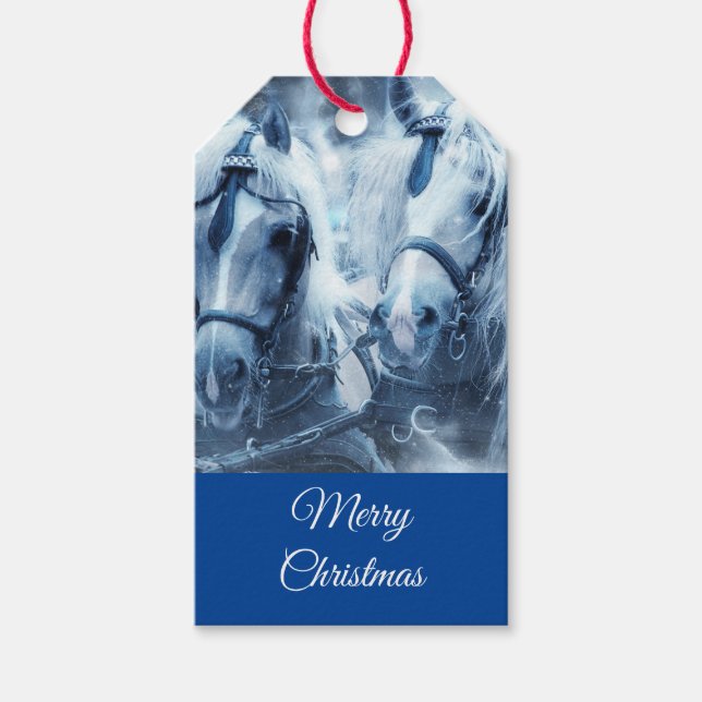 Etiqueta Para Presente Belo Horse Team Winter Photo Christmas (Frente)