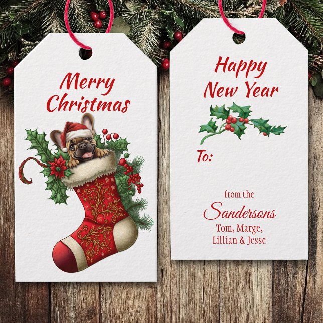 Etiqueta Para Presente Belo Natal - Bulldog Francês (Criador carregado)