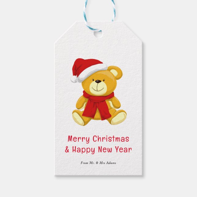 Etiqueta Para Presente Belo Urso de Teddy Feliz Natal (Frente)