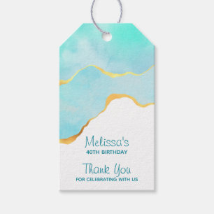 Etiqueta Para Presente Belo verde tropical com aniversário Dourado na fro