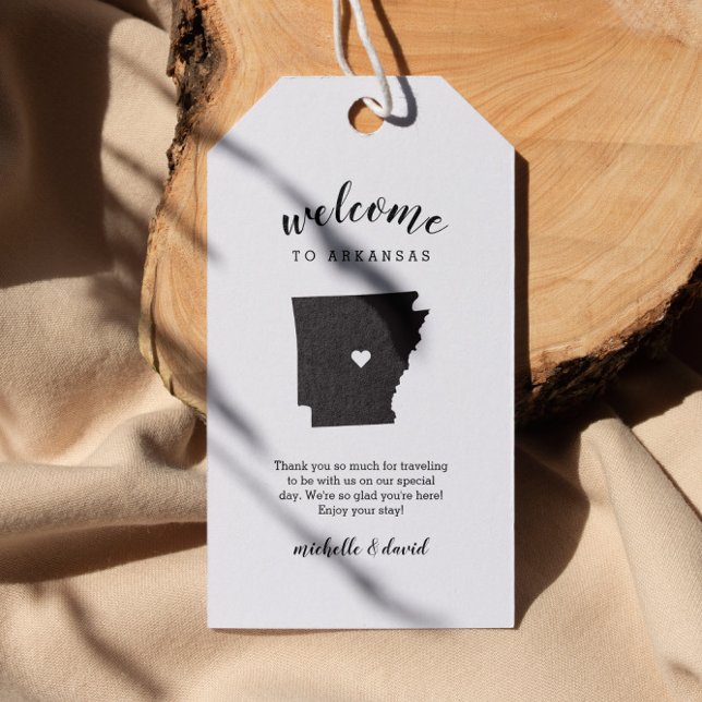 Etiqueta Para Presente Bem-vindo ao Arkansas | Casamento de caligrafia (ARKANSAS  Wedding Welcome Tags: personalized  Destination Weddings  Location, Welcome Note, Names)