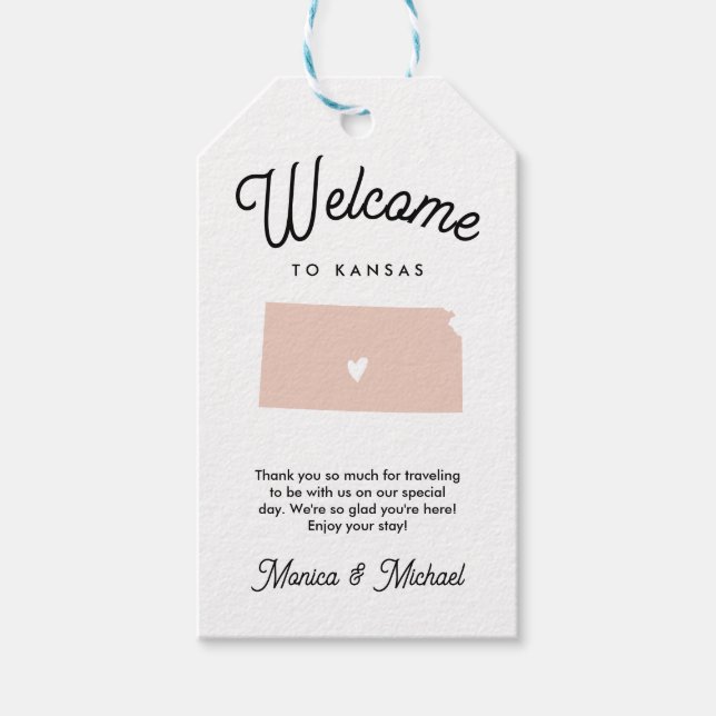 Etiqueta Para Presente Bem-vindo ao Casamento KANSAS QUALQUER COR! (Frente)
