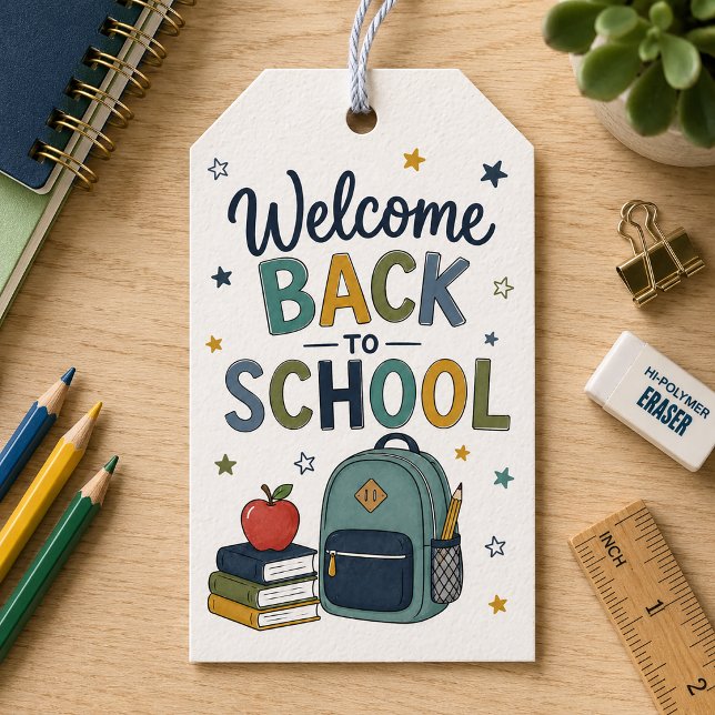 Etiqueta Para Presente Bem-vindo de Volta à Escola (Welcome Back to School Favor Tag )