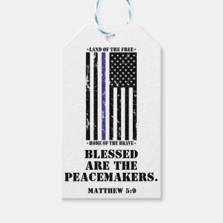 Etiqueta Para Presente Bênção Cristã para a Polícia - Bandeira Azul Fino
