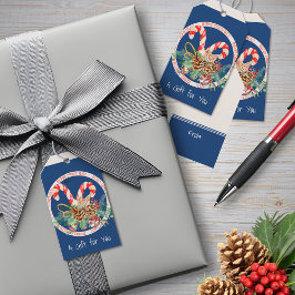 Etiqueta Para Presente Bengala de Natal Azul