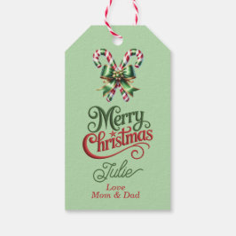 Etiqueta Para Presente Bengalas com Laço Vermelho Feliz Natal