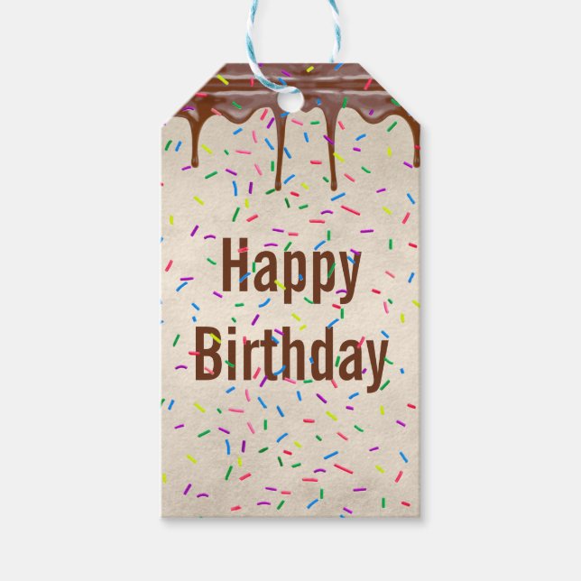 Etiqueta Para Presente Berbequins De Aniversário Em Chocolate (Frente)