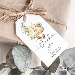 Etiqueta Para Presente Berçário boho Eucalipto arco-íris chuveiro menina 