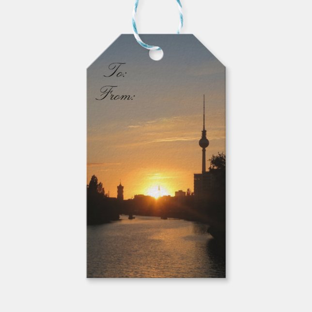 Etiqueta Para Presente Berlim Alemanha Skyline Night Fernsehturm (Frente)
