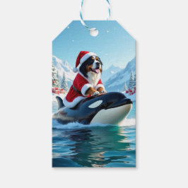 Etiqueta Para Presente Bernese Mountain Dog e Orca Christmas
