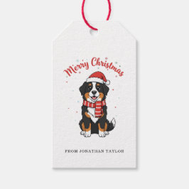 Etiqueta Para Presente Bernese Mountain Dog Merry Christmas Doodle
