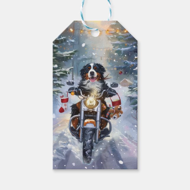 Etiqueta Para Presente Bernese Mountain Dog no natal (Frente)