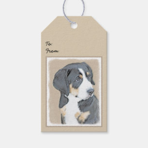Etiqueta Para Presente Bernese Mountain Dog Puppy Painting - Arte Origina